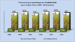 Perkembangan Luas Panen dan Produksi Padi Tahun 2009 - 2014