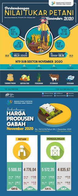 Nilai Tukar Petani Jawa Tengah November 2020 Sebesar 102,19 Atau Naik 0,11  Persen