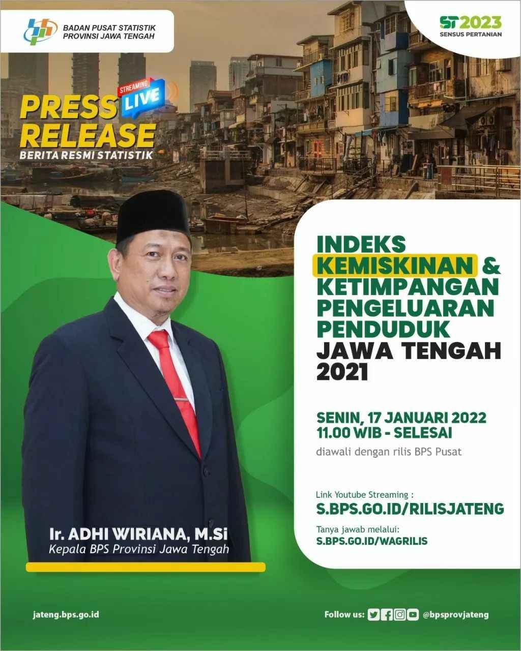 Rilis Kemiskinan dan Ketimpangan Pengeluaran Penduduk Jawa Tengah 2021