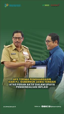 BPS Terima Penghargaan dari Pj Gubernur Jawa Tengah Dalam Upaya Pengendalian Inflasi