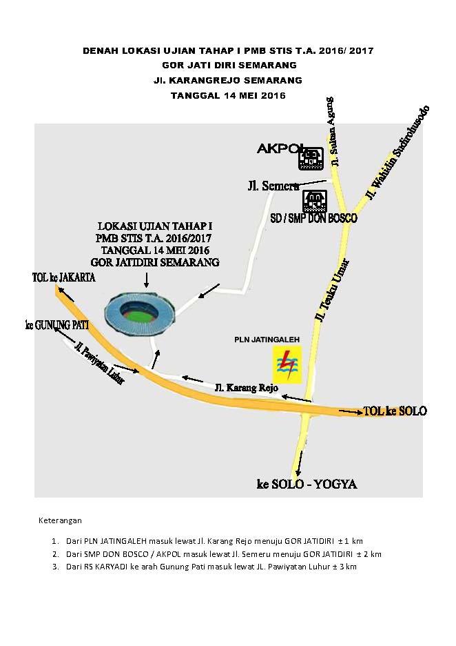 Denah Lokasi Ujian Tahap I PMB STIS TA 2016/2017